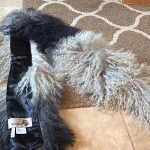 Toria rose scarf with real mongolian lamb fur